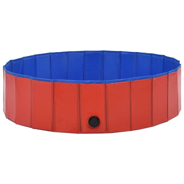 Skladací bazén pre psov PVC červený 100 x 30 cm